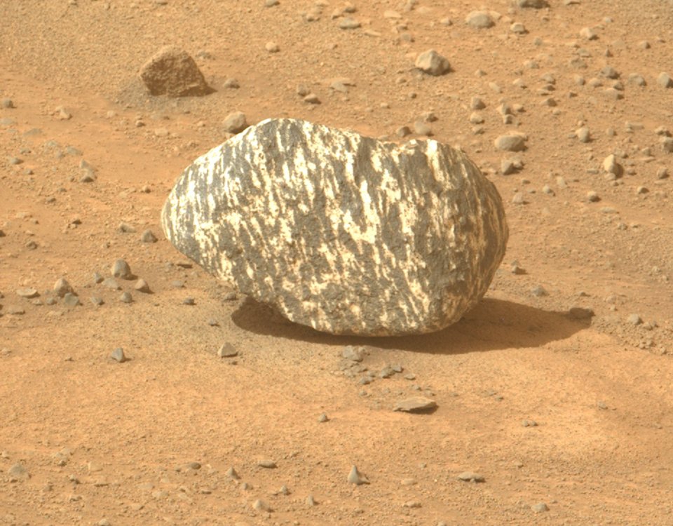 Perseverance found the 'zebra rock' on a flat sandy plane in August