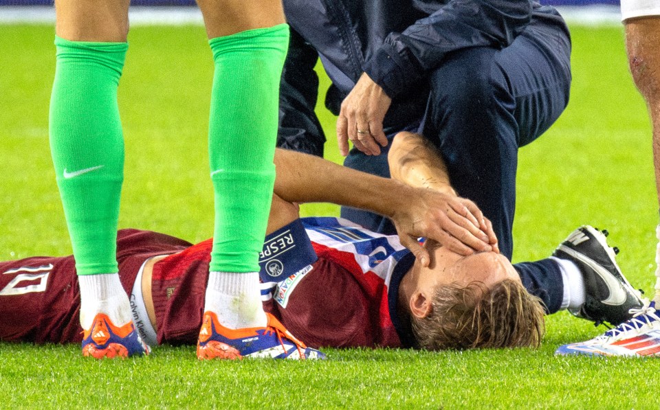 Odegaard went back to London early on crutches following the injury