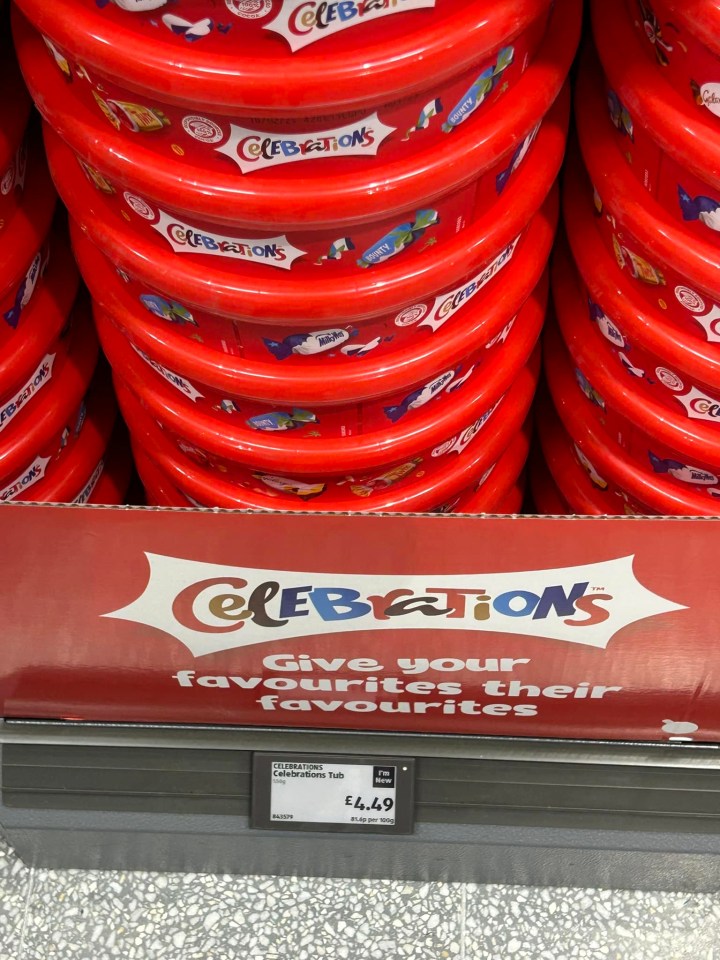 a box of celebrations candy sits on a shelf