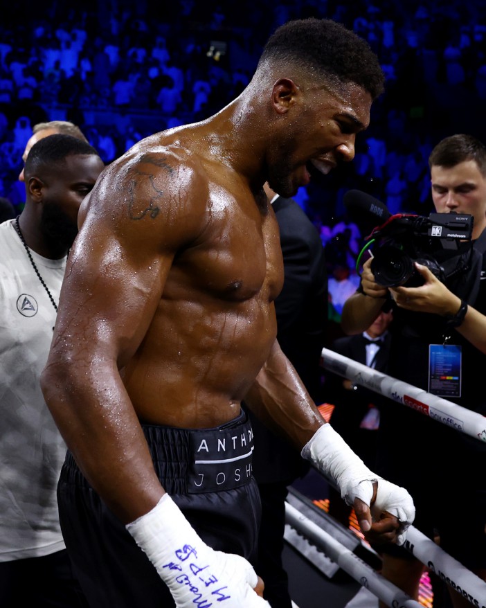 a boxer wears a pair of gloves with the word help written on them