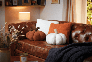 Pumpkin cushions will look gorgeous on the sofa