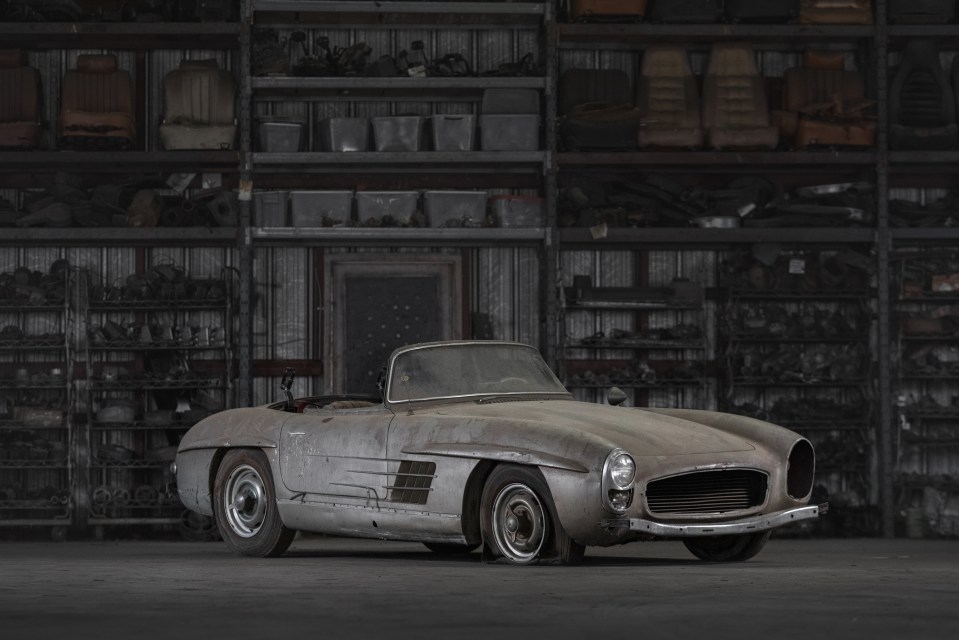 The 1957 Mercedes-Benz 300 SL Roadster looks like it should be in scrapyard