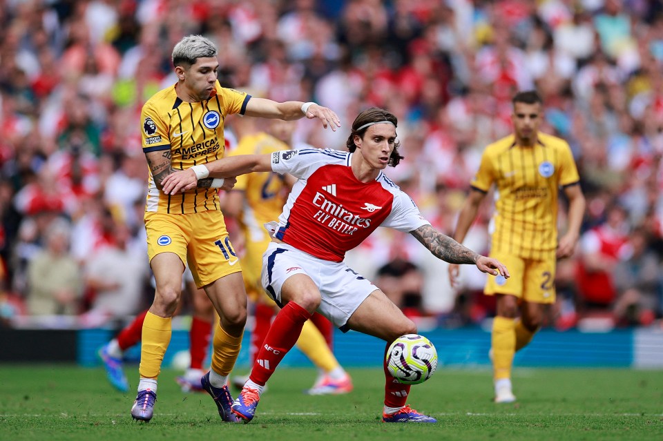 Calafiori came off the bench for Arsenal against Brighton