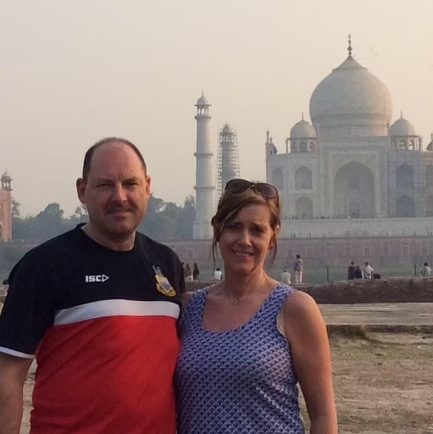 Geoff and mum Sarah appear to have salvaged their marriage and remain in the family’s £300,000 home in Yorkshire, pictured on holiday in India