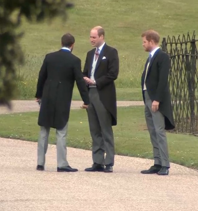 William with James and Harry at Pippa's wedding in 2017