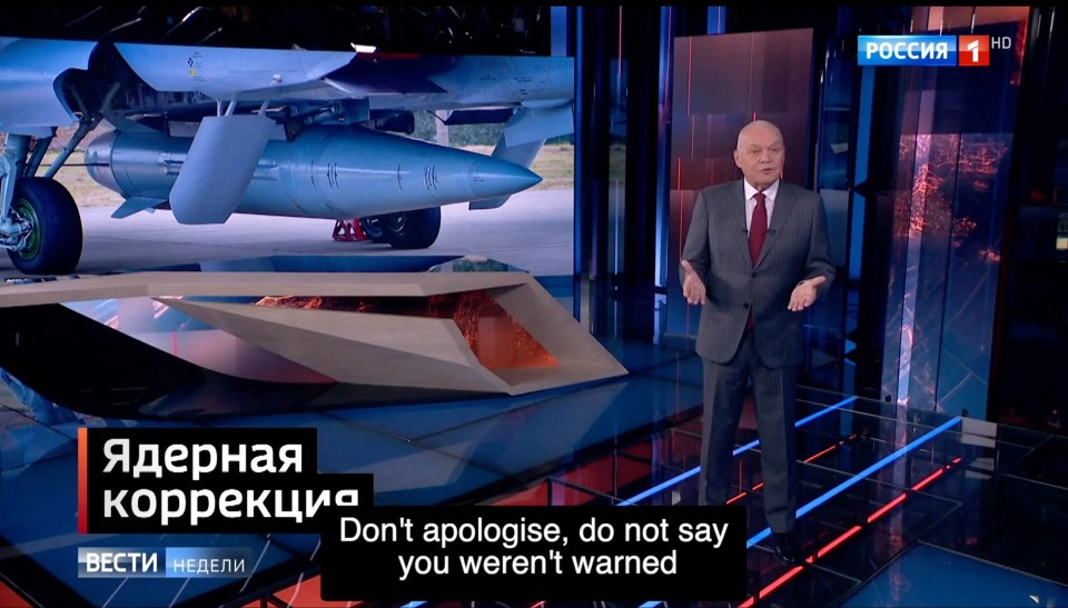 Propaganda chief and news anchor Kiselyov warns the West of nuclear disaster