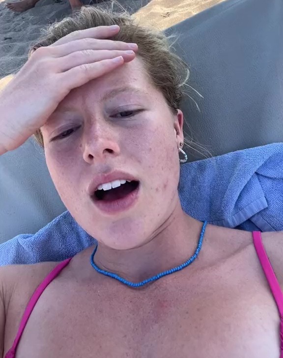 Anna fell asleep while sunbathing on the beach and was more than a little confused when she woke up