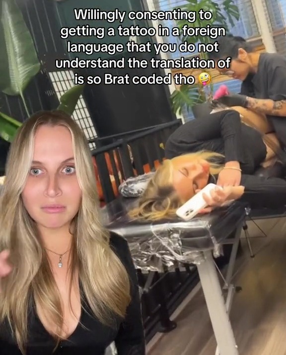 She also shared a snap of herself actually having the tattoo done