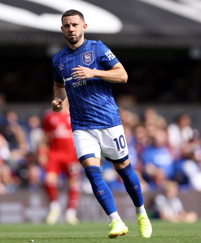 IPSWICH, ENGLAND - JULY 27: Conor Chaplin of Ipswich Town  during the Pre-Season Friendly match between Ipswich Town and Fortuna Duesseldorf at Portman Road on July 27, 2024 in Ipswich, England. (Photo by Paul Harding/Getty Images)