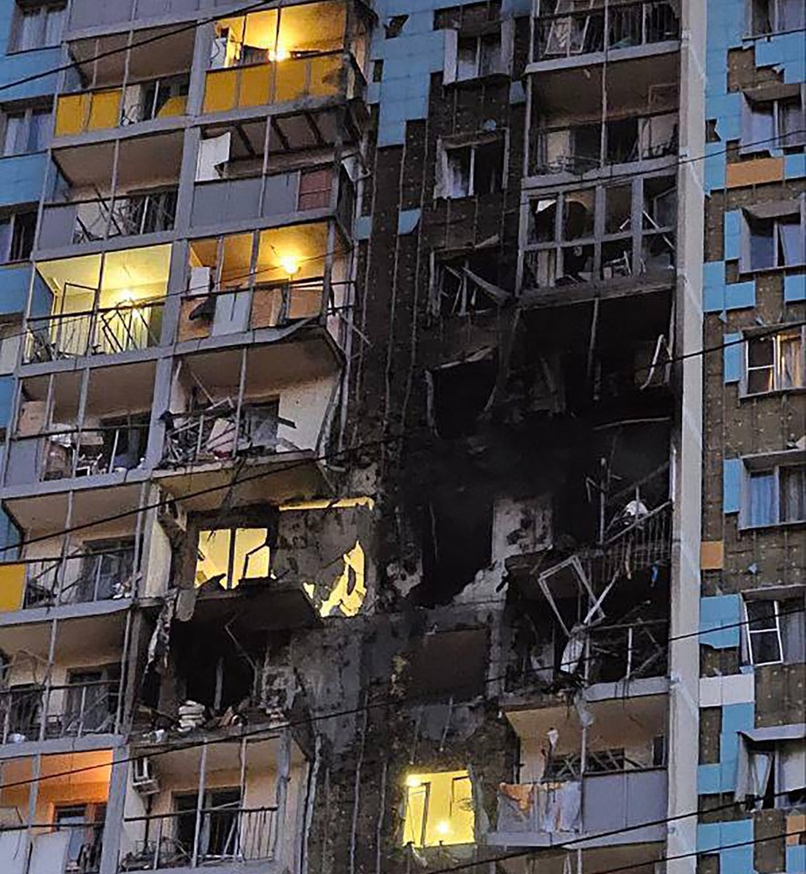 One of the buildings hit in the attack in Ramenskoye