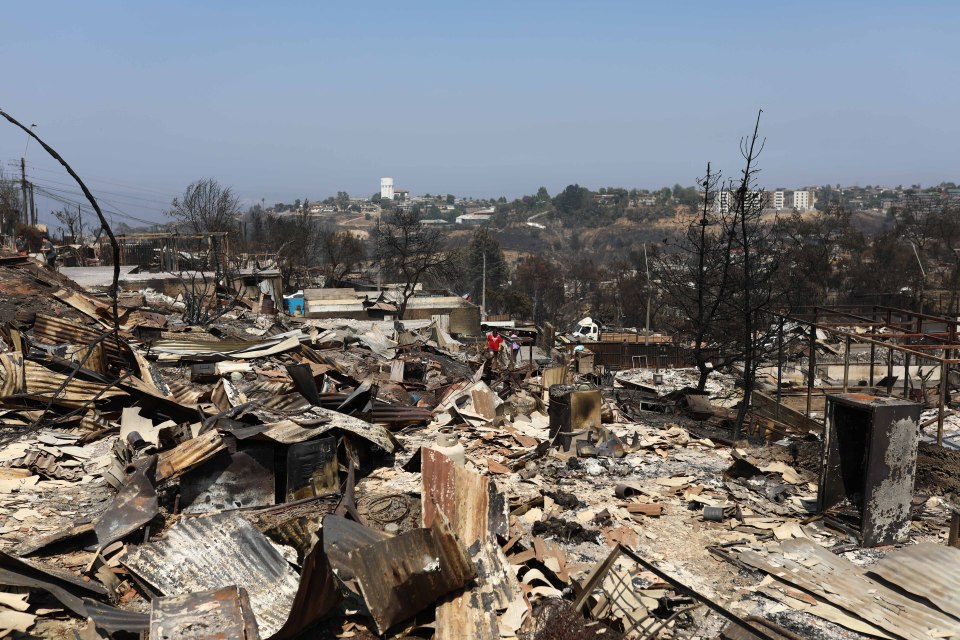 A view of houses destroyed by the fire