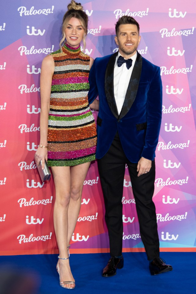 LONDON, UNITED KINGDOM - NOVEMBER 23: English actor Joel Dommett and his wife Hannah Cooper attend the ITV Palooza! at The Royal Festival Hall in London, United Kingdom on November 23, 2021. (Photo by Loredana Sangiuliano/Anadolu Agency via Getty Images)