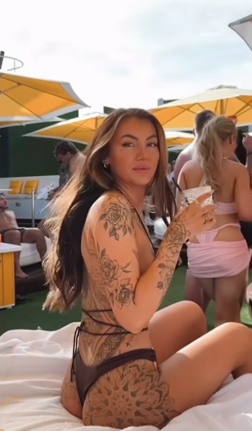 (TAKEN WITHOUT PERMISSION), Love Islands Abigail Rawlings shows off her back tattoos in tiny thong bikini in video from Ibiza, //www.instagram.com/p/DABZNy9oqPY/, Credit: Instagram