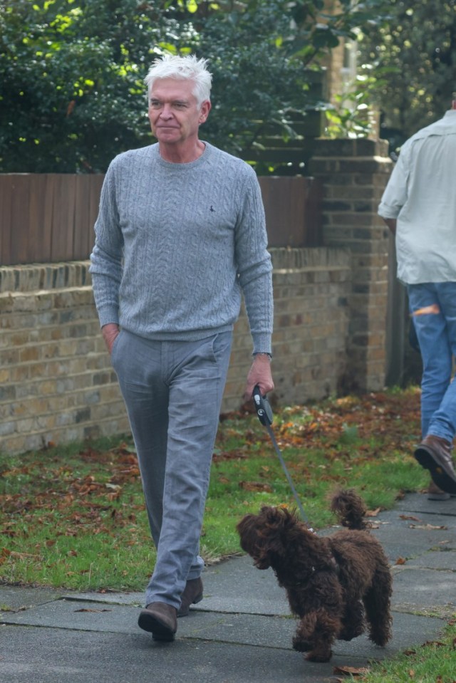 Phillip Schofield Smiles As He Is Seen For The First Time After Announcing His TV Comeback. The presenter was spotted walking his dog in west London after announcing that he will be appearing on Channel 5?s Cast Away. The show will see him stranded on an island off Madagascar for 10 days. Pictured: phillip schofield Ref: BLU_S7939846 250924 NON-EXCLUSIVE Picture by: / SplashNews.com Splash News and Pictures USA: 310-525-5808 UK: 020 8126 1009 eamteam@shutterstock.com World Rights