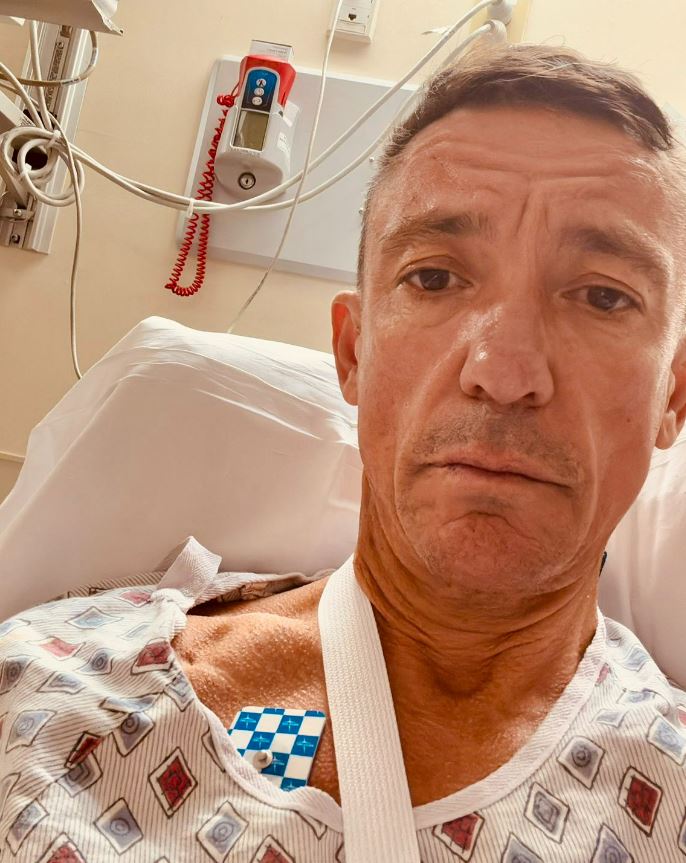 Frankie Dettori posted this selfie from hospital after suffering a nasty fall