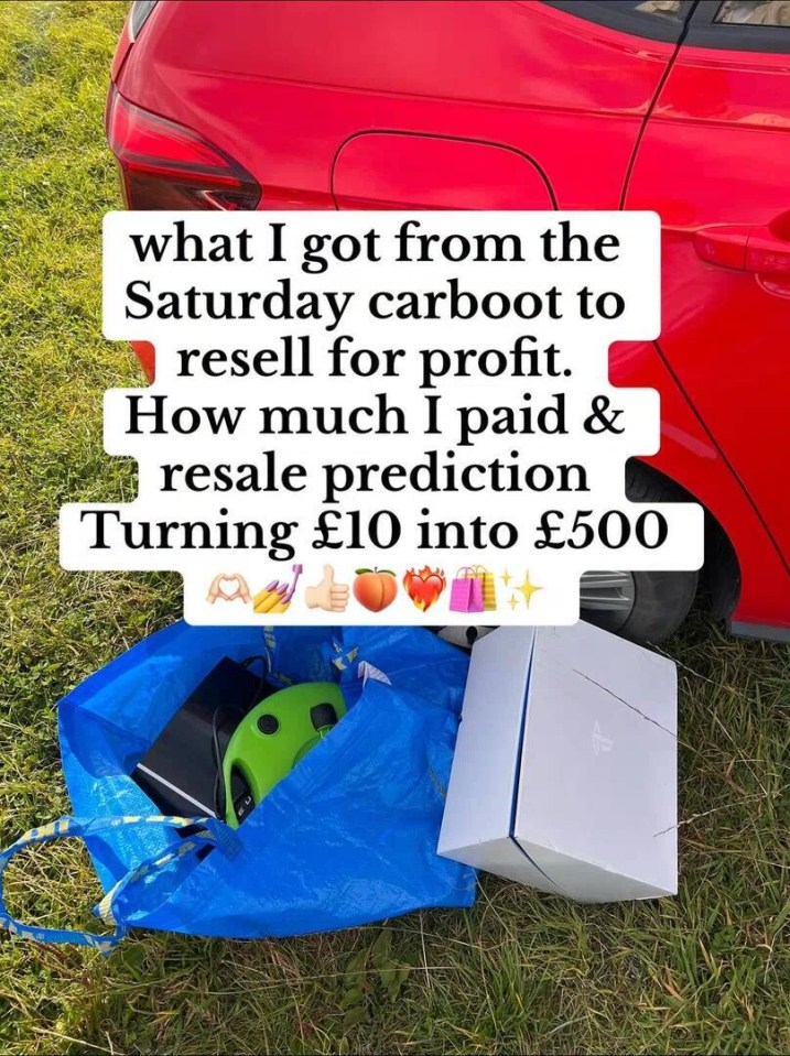 Sophie shared how she has made £500 from just £10 by reselling items from car boot sales