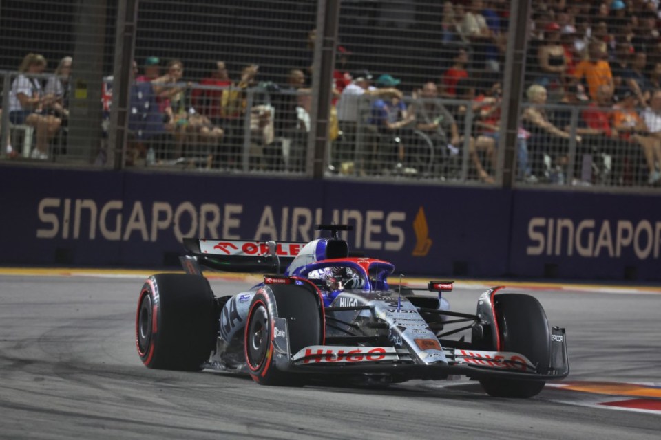 Daniel Ricciardo of Australia, Visa Cash App RB Formula One Team during the Race of the FORMULA 1 SINGAPORE AIRLINES SINGAPORE GRAND PRIX 2024 at Marina Bay Street Circuit on September 22, 2024 in Singapore, Singapore. (Photo by GSI/Icon Sport via Getty Images)