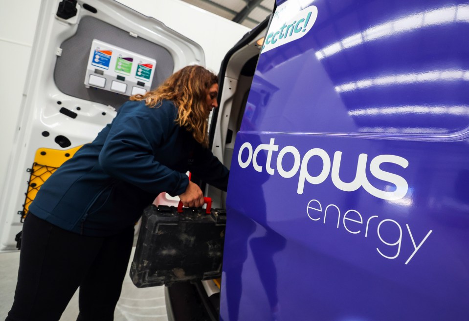 An employee loads a van with tools at the Octopus Energy Ltd.'s training and R&D centre in Slough, U.K., on Tuesday, Sept. 28, 2021. Octopus, backed by Al Gore's sustainability fund, is helping teach the plumbers to install heat pumps that will play a pivotal role in the U.K.s strategy to have net-zero emissions by 2050. Photographer: Chris Ratcliffe/Bloomberg via Getty Images