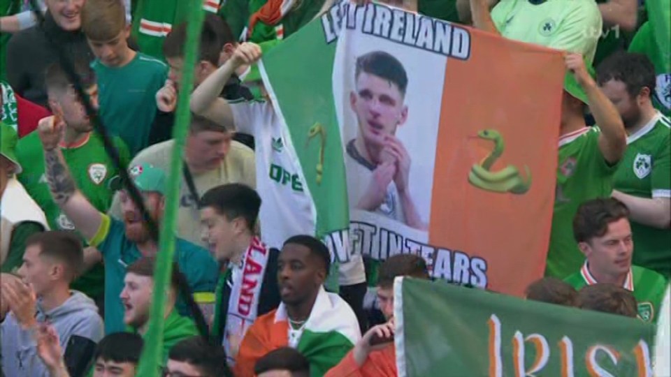 One flag showed Rice after the defeat at Euro 2020