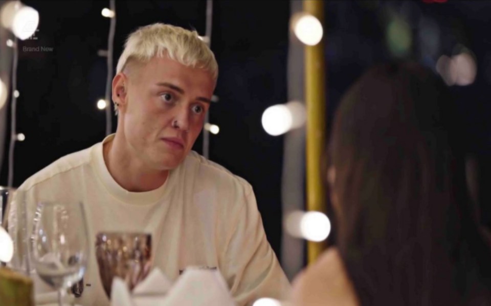 a man with a nose ring sits at a table with a woman