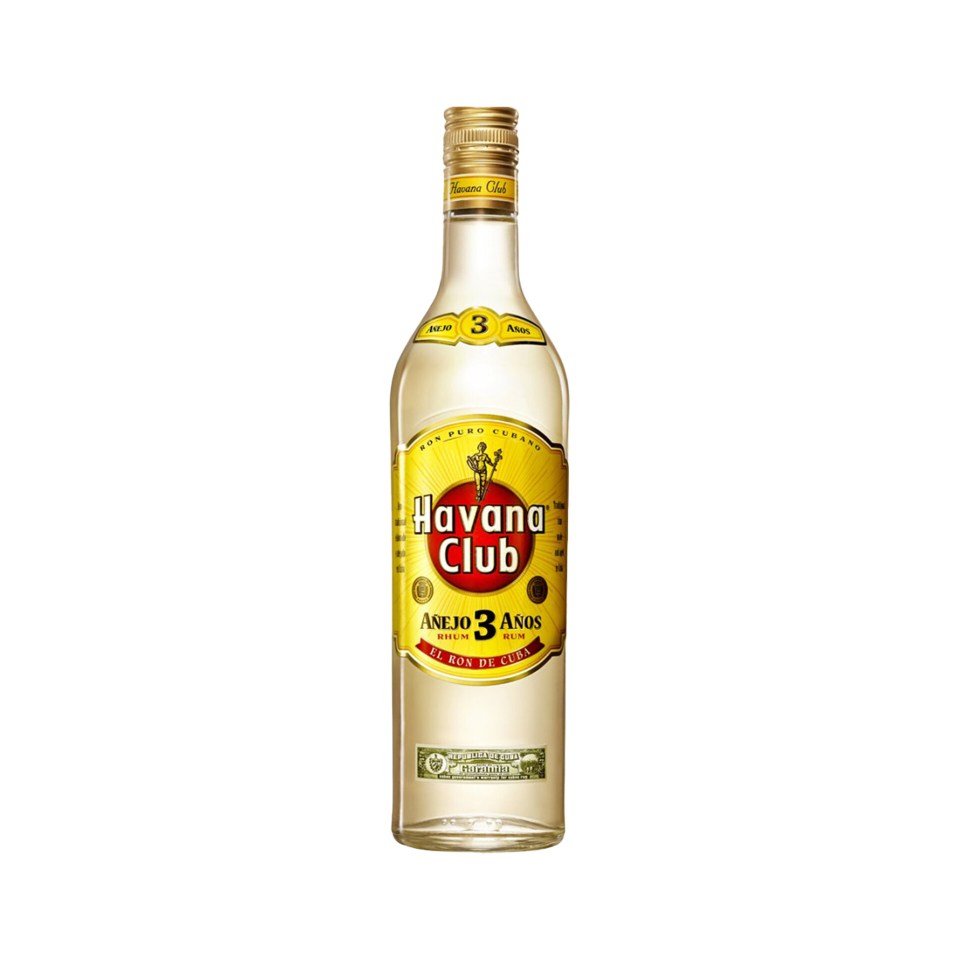 a bottle of havana club has a yellow label