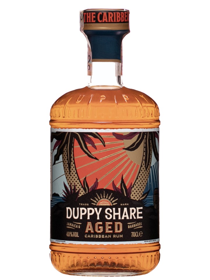 a bottle of duppy share aged jamaican caribbean rum