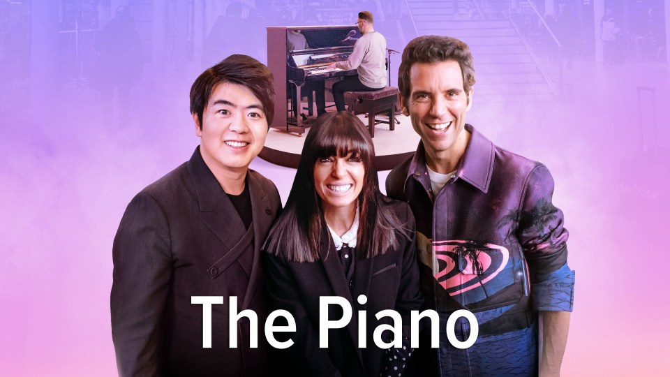 a poster for the piano shows a man playing a piano