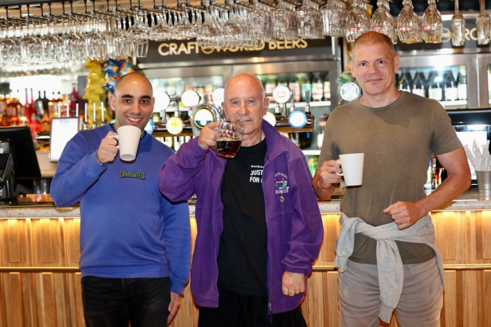 Wetherspoons super fans pictured left to right. Sam Abouelfaid, Michael Allen andDave Varley