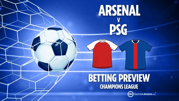 a poster for arsenal v psg betting preview champions league