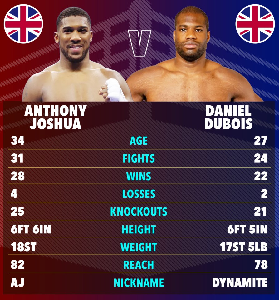 a boxing match between anthony joshua and daniel dubois