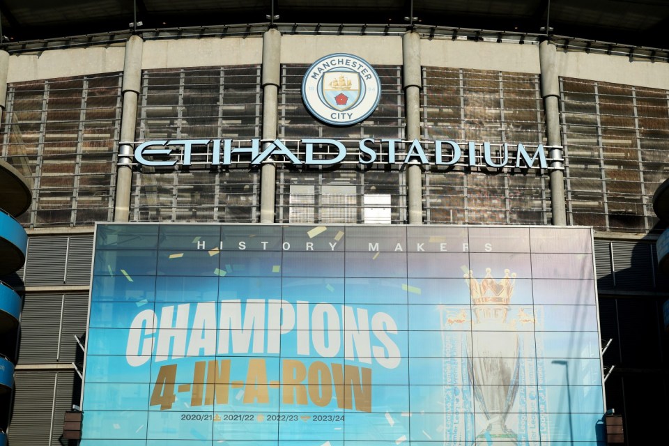 Soccer Football - Champions League - Manchester City v Inter Milan - Etihad Stadium, Manchester, Britain - September 18, 2024 General view outside the stadium before the match REUTERS/Molly Darlington