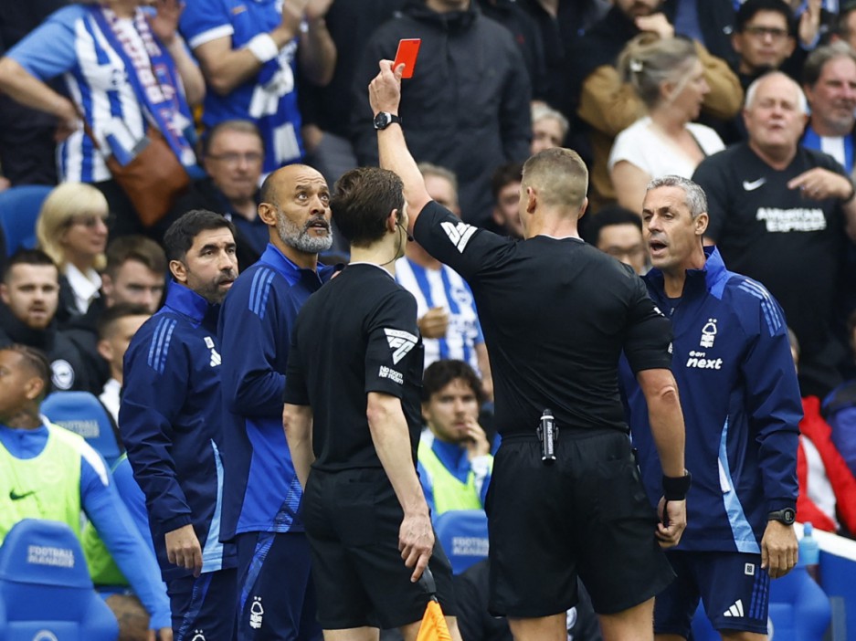 Forest boss Nuno Espirito Santo then saw red for his protests