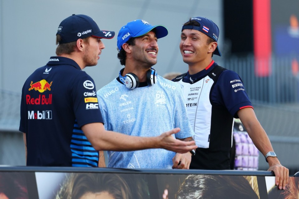 Mandatory Credit: Photo by Morgan Hancock/NurPhoto/REX/Shutterstock (14734165bo) Daniel Ricciardo of Australia and Visa Cash App RB F1 Team reacts during the drivers' parade ahead of the F1 Grand Prix of Singapore at Marina Bay Street Circuit in Singapore, Singapore, on September 22, 2024. F1 Grand Prix Of Singapore - 22 Sep 2024