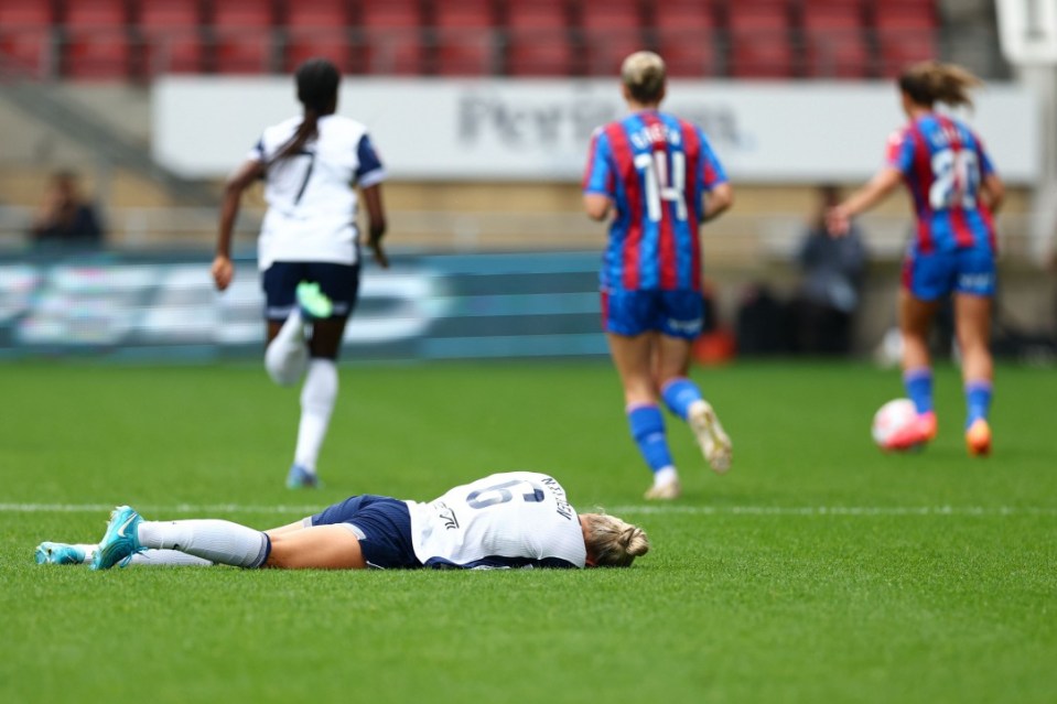 Spurs star Amanda Nilden was left with a horror black eye against Palace