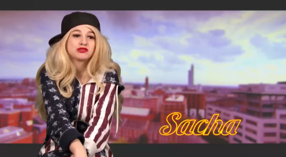 a blonde woman with the name sacha on the bottom