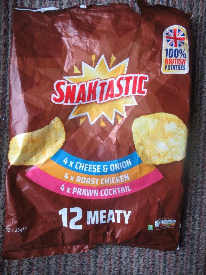 a bag of snacktastic chips contains 12 meaty flavors