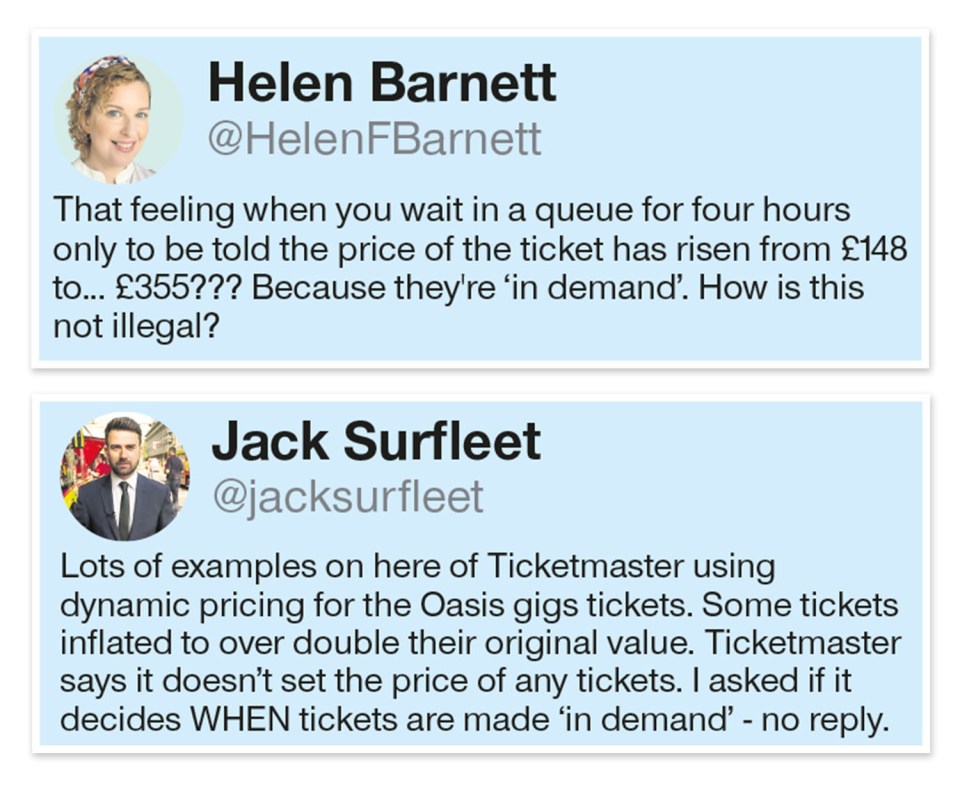 two tweets from helen barnett and jack surffleet