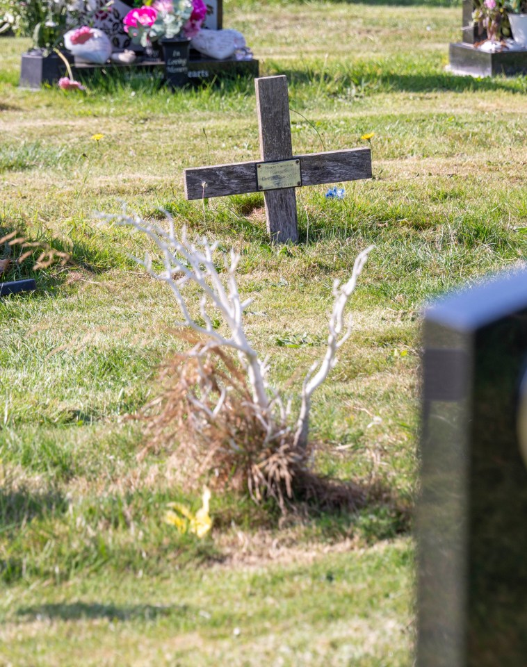 Jill was distraught when she saw her dad's grave with a simple cross