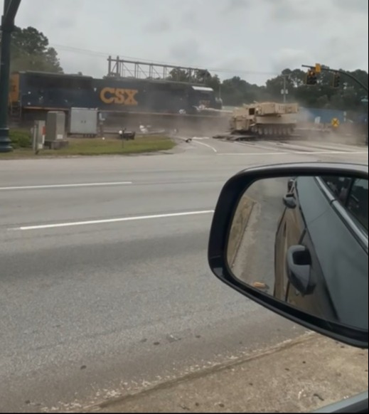 A freight train smashed into a truck in  Goose Creek