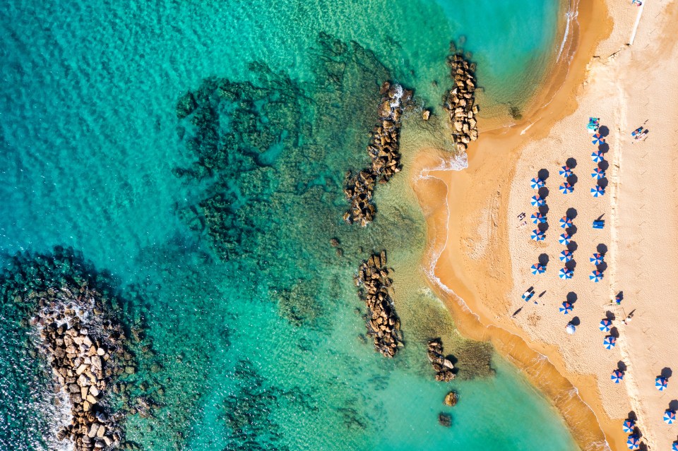 Aerial view of Coral Bay beach