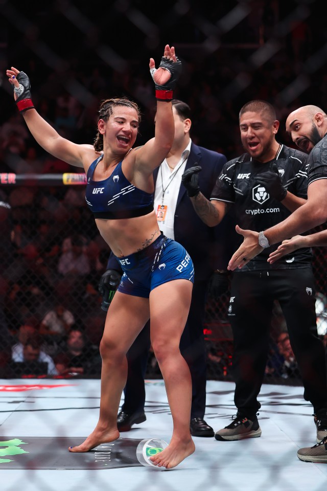 Perez celebrates her wins by twerking inside the octagon