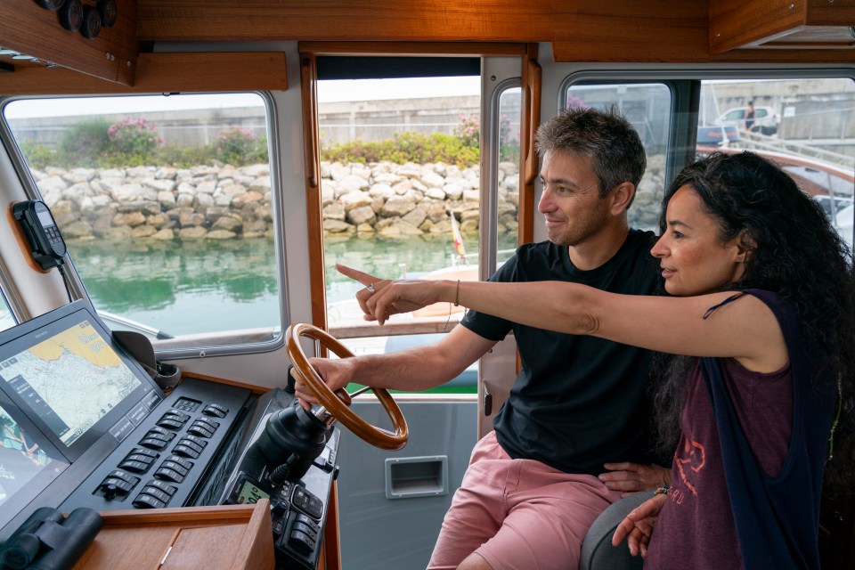 Captain Thomas Le Coz and Lamya Essemlali before the start of the trip