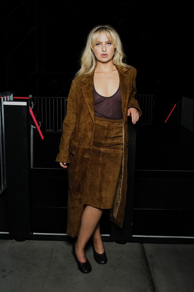 Anais Gallagher looked chic in suede