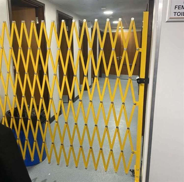 Pictured: The fence keeping pupils out of the toilet at Herne Bay High