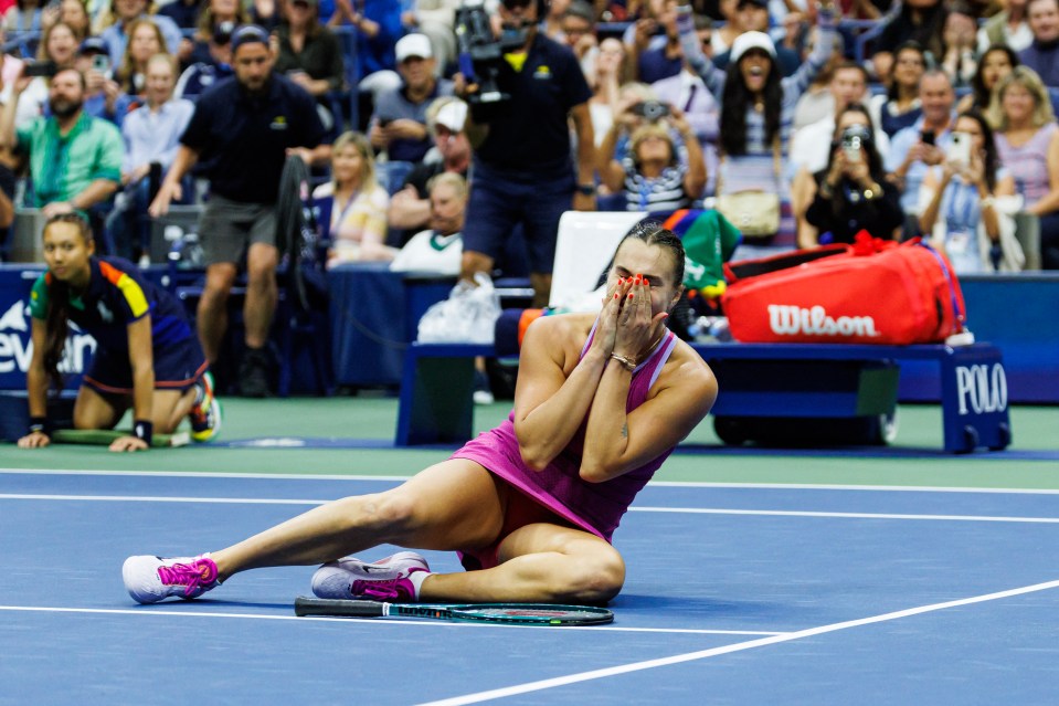 She collapsed to the floor after winning her first US Open