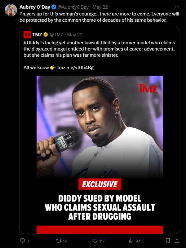 Aubrey O’Day tweeted about P Diddy