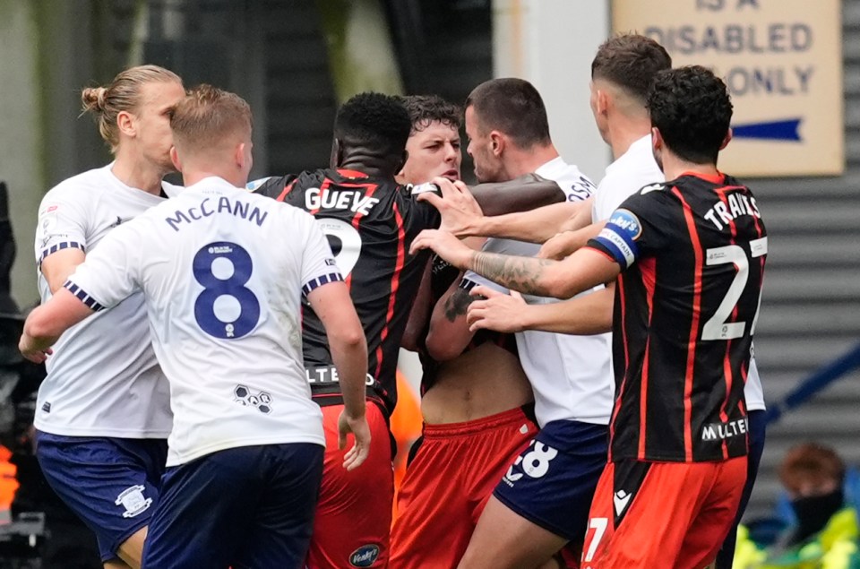 Beck was confronted by Osmajic after the Preston star was sent off