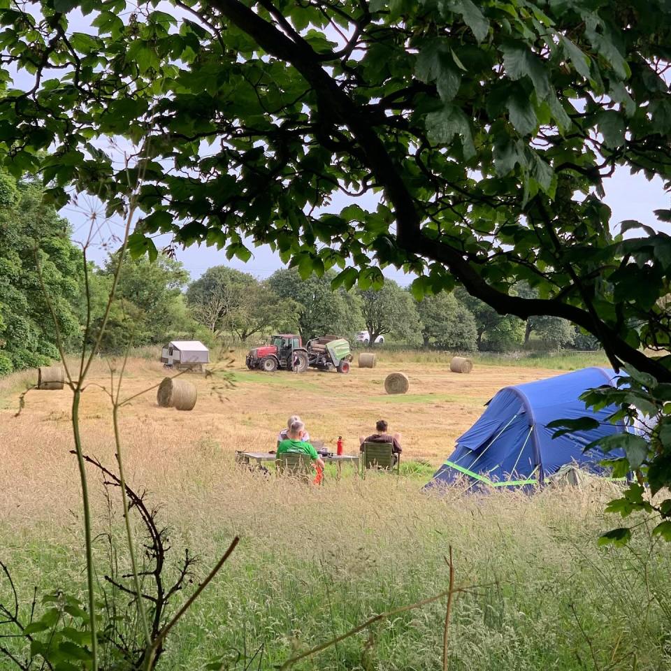 You can camp behind a huge country house, which is a short walk from an amazing beach