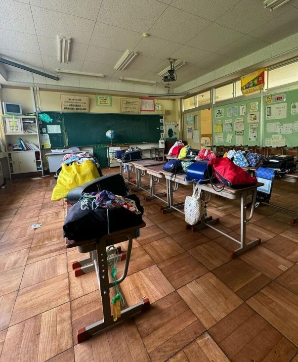 Classrooms were still kitted out with schoolbags 13 years later