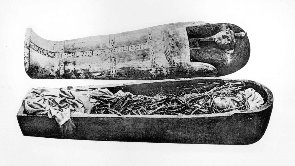 The coffin and mummy of Amenhotep I